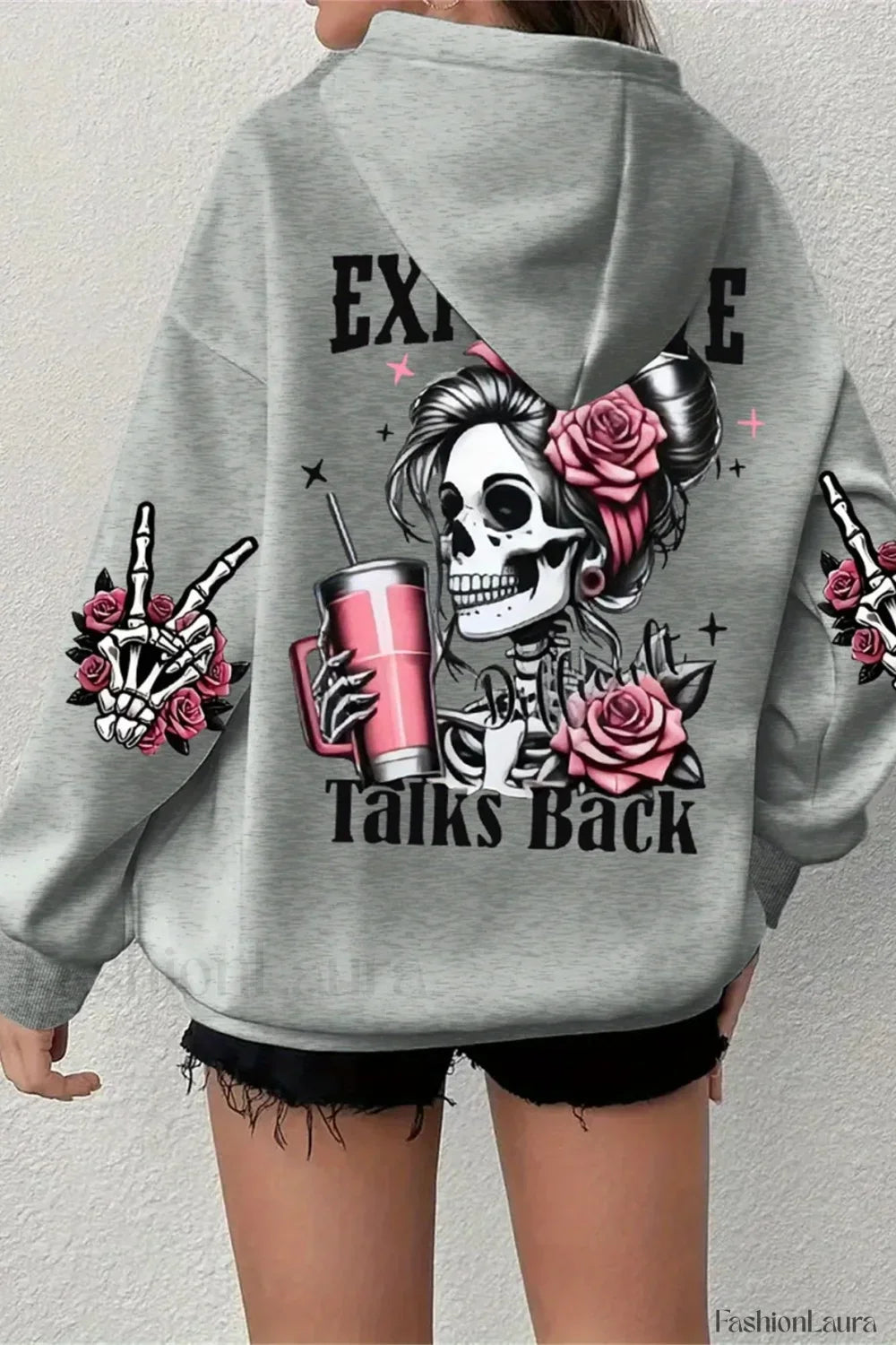 Harajuku Loose Fit Fleece Hoodie Grey / S