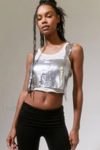 Harlow Metal Stylish Cropped Top Free Size / Silver