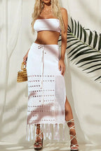 Hazel Crochet Top Charming + Skirt Set S / White