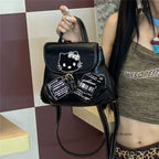 Hello Kitty Mini Backpack Sweet Cool Y2K Spicy Girl Korean Casual Bag BLACK