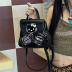 Hello Kitty Mini Backpack Sweet Cool Y2K Spicy Girl Korean Casual Bag BLACK