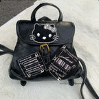 Hello Kitty Mini Backpack Sweet Cool Y2K Spicy Girl Korean Casual Bag BLACK