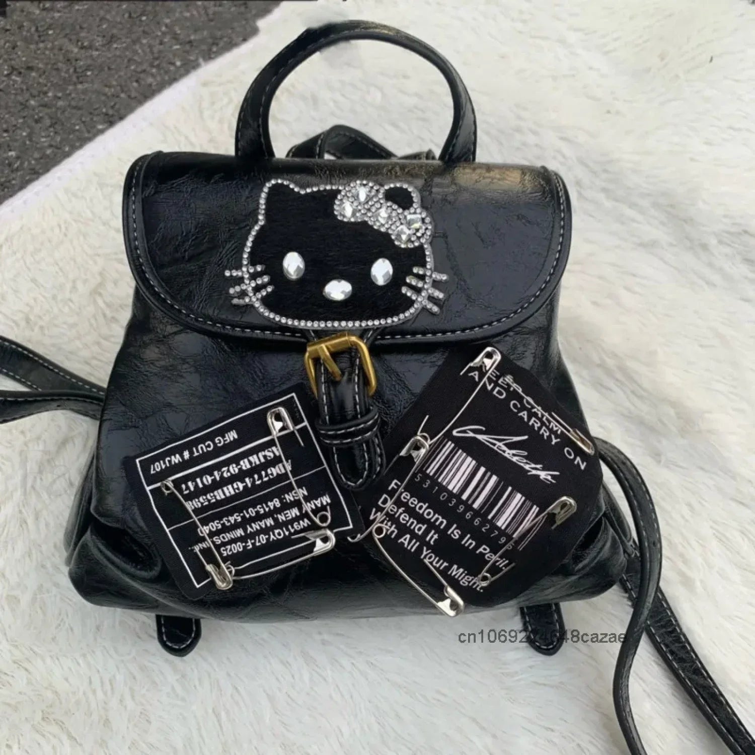 Hello Kitty Mini Backpack Sweet Cool Y2K Spicy Girl Korean Casual Bag BLACK