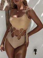 High Cut One Shoulder Slim Fit One Piece