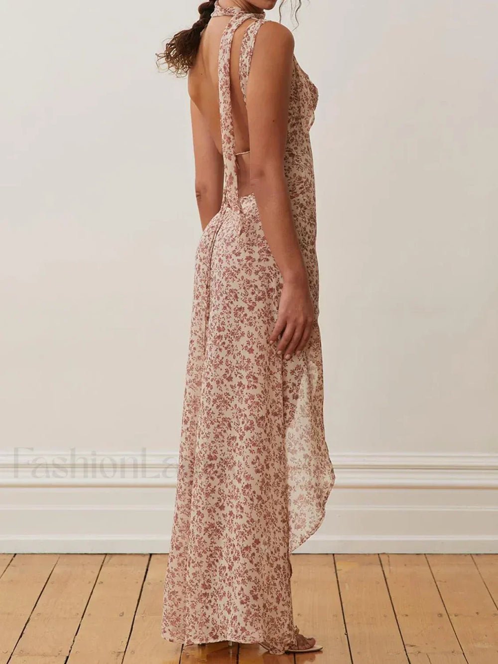 High Slit Spaghetti Floral Dress