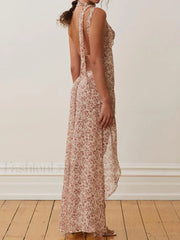 High Slit Spaghetti Floral Dress