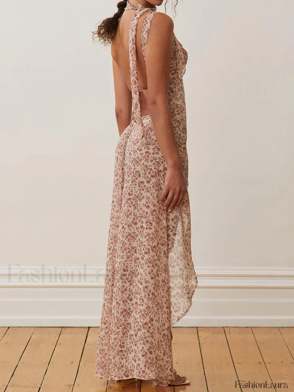 High Slit Spaghetti Floral Dress