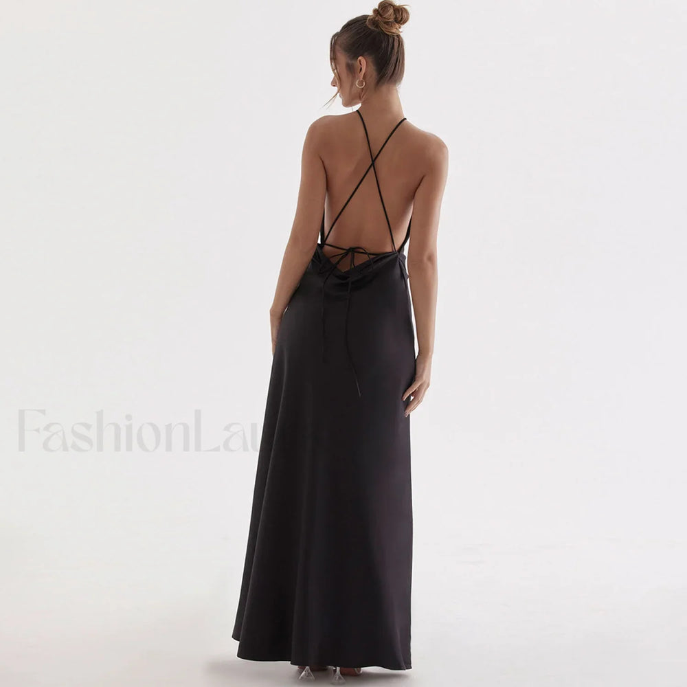 High Split Sleeveless Evening Maxi Dress Black L / Black Party Dresses L