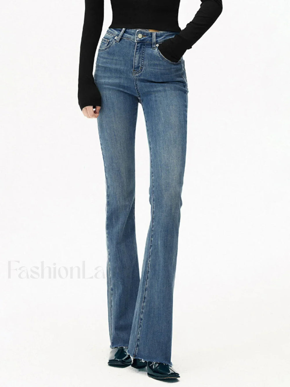 High Waist Denim Bootcut Jeans Jeans