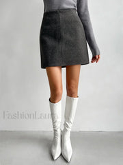 High Waist Graceful Solid Mini Skirt Grey / XS Skirts