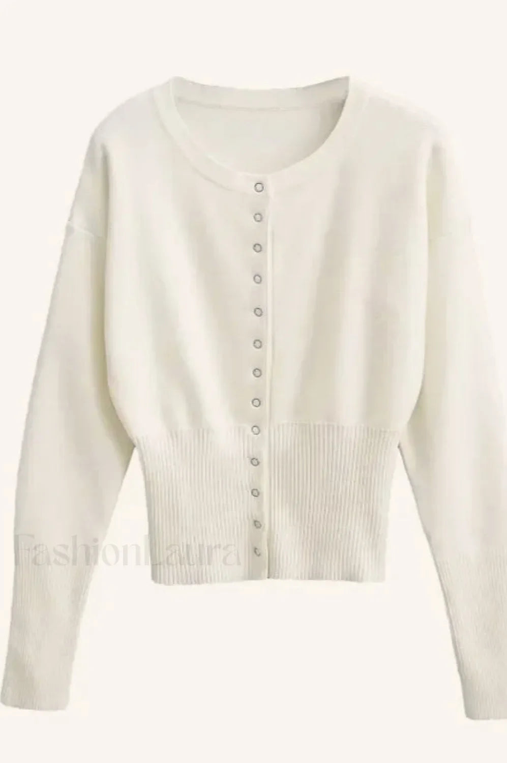 High Waist Slim Fit Cardigan White / S