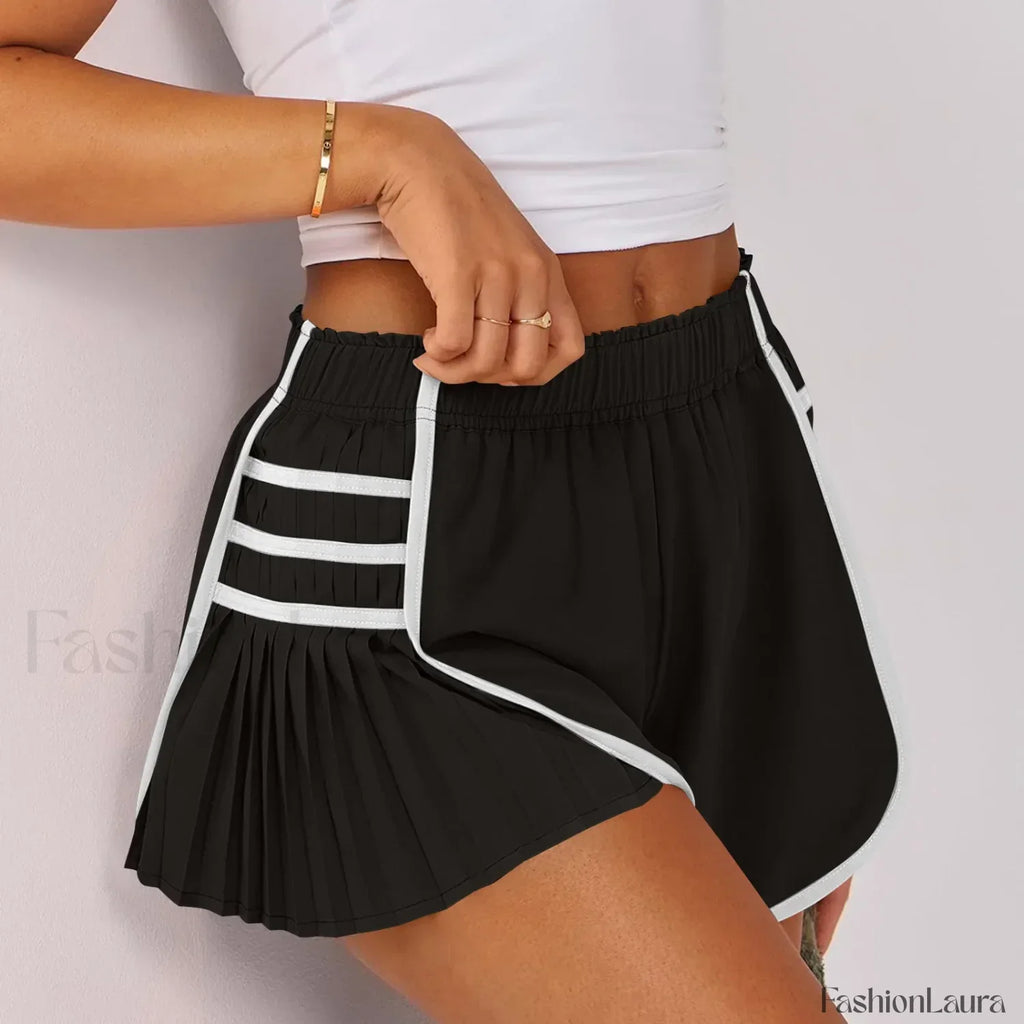 High Waist Sports Running Workout Yoga Quick Dry Gym Short Black / S