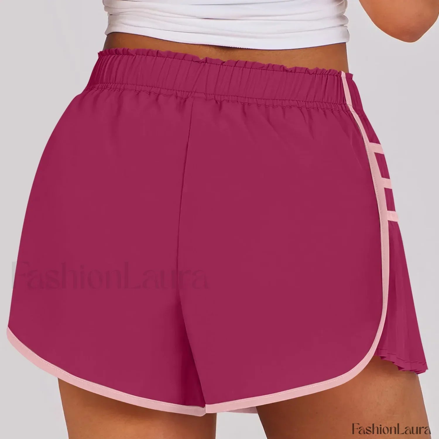 High Waist Sports Running Workout Yoga Quick Dry Gym Short Hot Pink / S