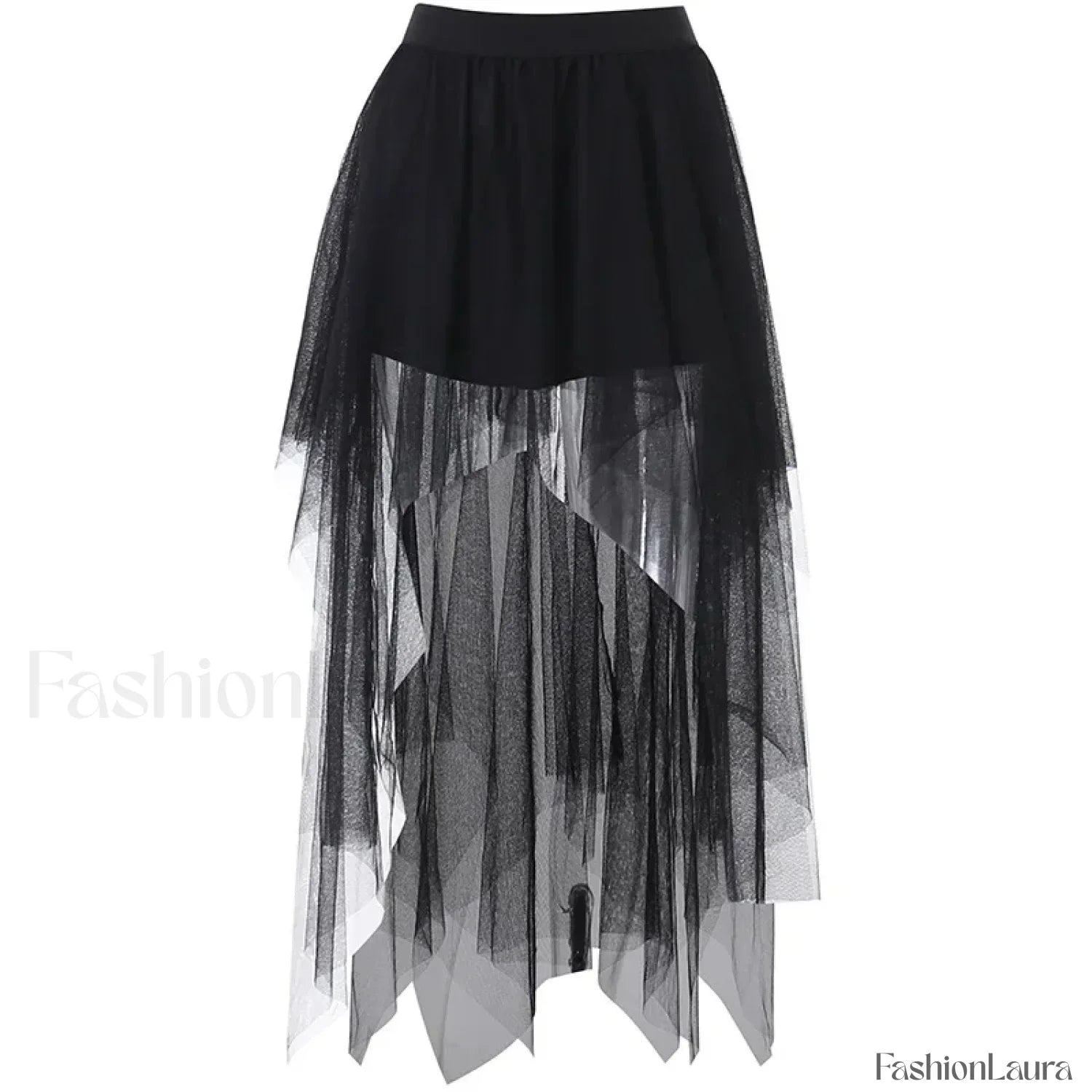 High Waisted Gothic Net Yarn Summer Skirt BLACK / S