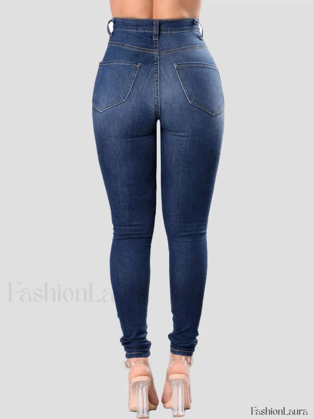 High Waisted Skinny Ripped Jeans Jeans