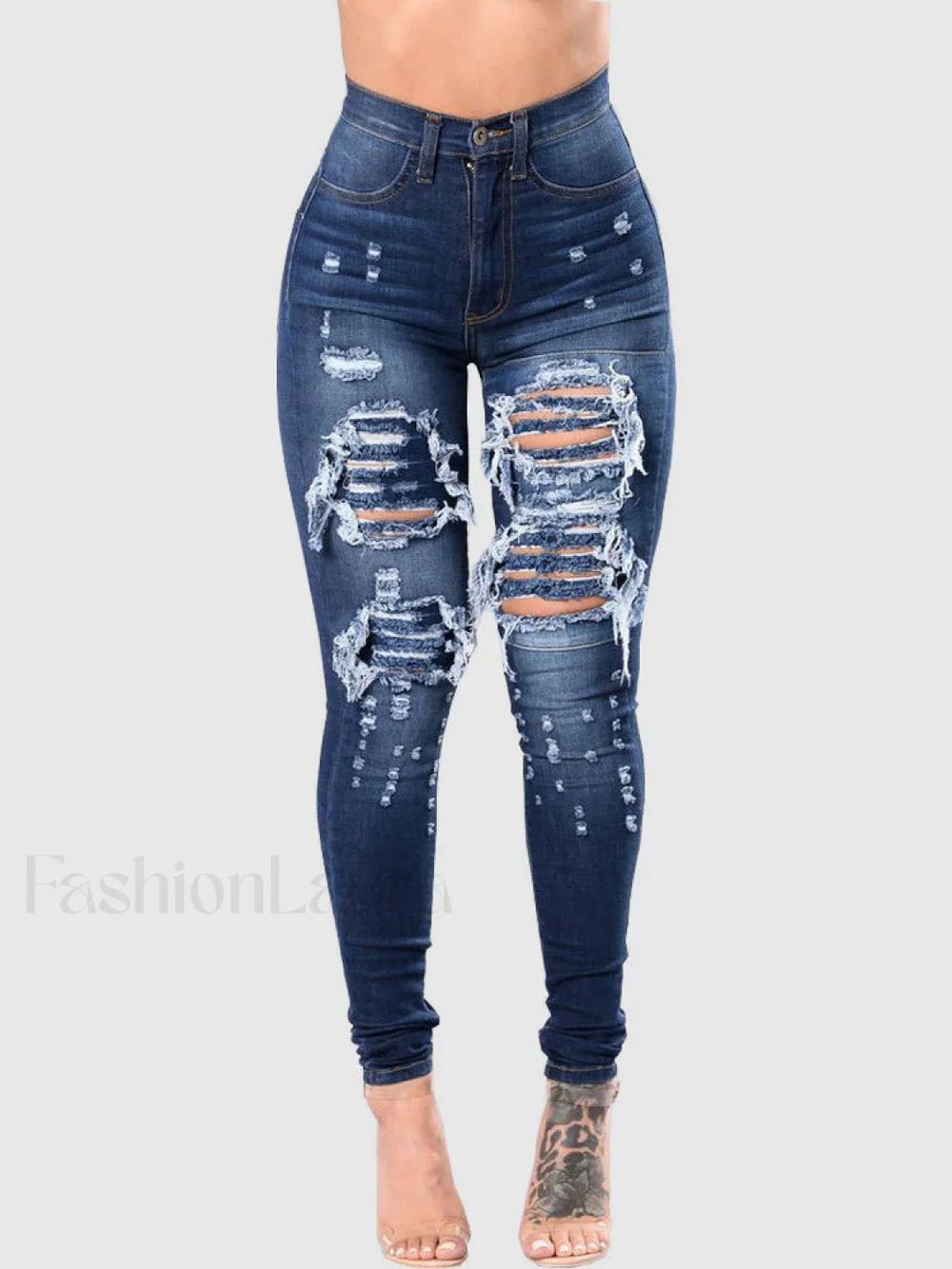 High Waisted Skinny Ripped Jeans Jeans