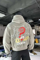 Hip Hop Letter Print Oversized Hoodie Grey / S