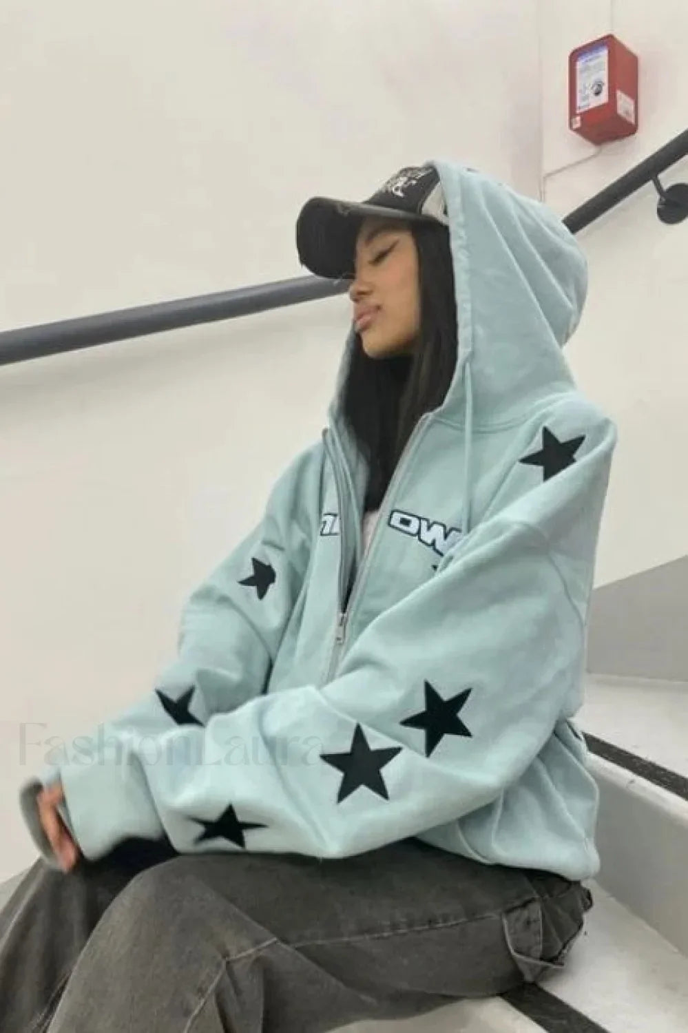 Hip Hop Loose Fit Harajuku Hoodie Blue / M