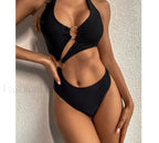 Hollow Bandage Push Up Halter One Piece