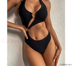 Hollow Bandage Push Up Halter One Piece