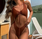 Hollow Green Bandage Open Back One Piece