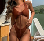 Hollow Green Bandage Open Back One Piece