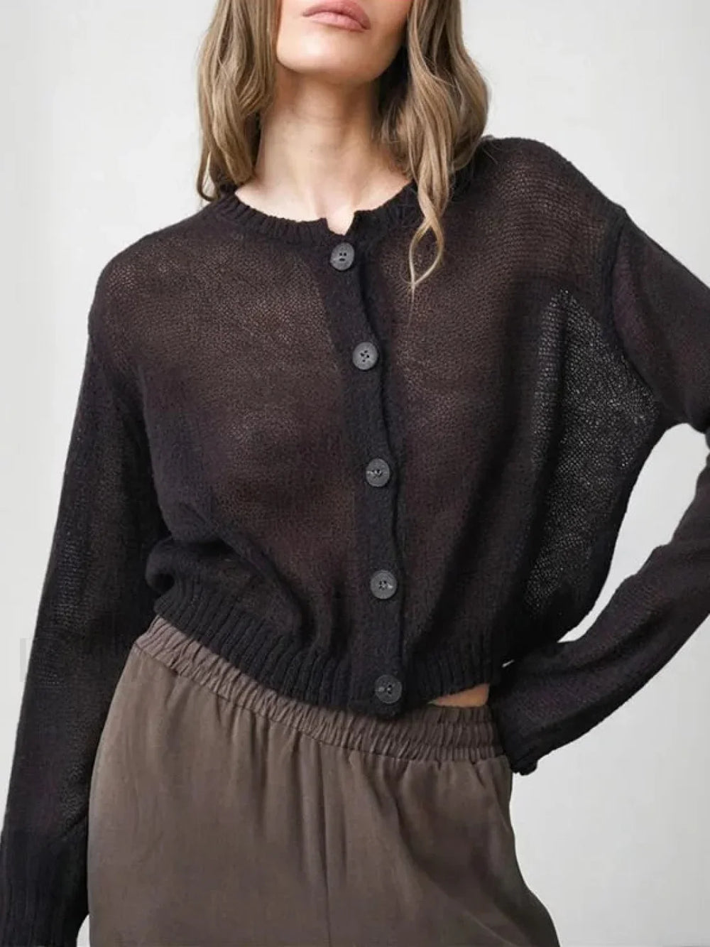 Hollow Knit See Through Cardigan