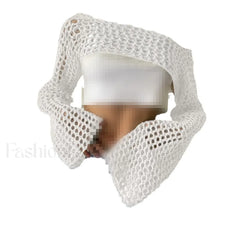 Hollow Out Crochet Knit Bolero Shrug White / XS Sweaters