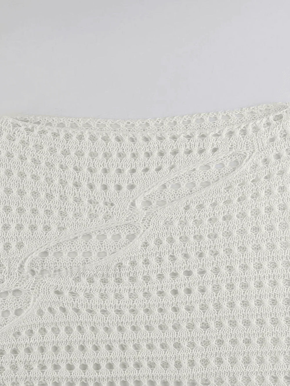 Hollow Out Long Sleeve Knit Crop Top Tops&Tees