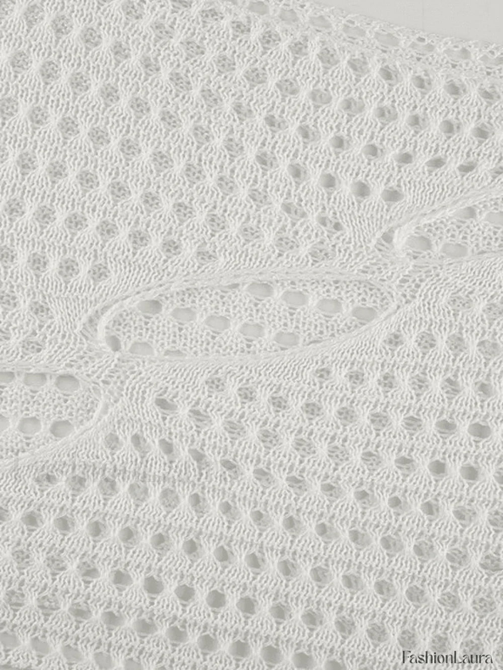 Hollow Out Long Sleeve Knit Crop Top Tops&Tees