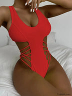 Hollow Out Push Up String One Piece
