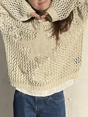 Hollow Out Star Crochet Knit Top Sweaters