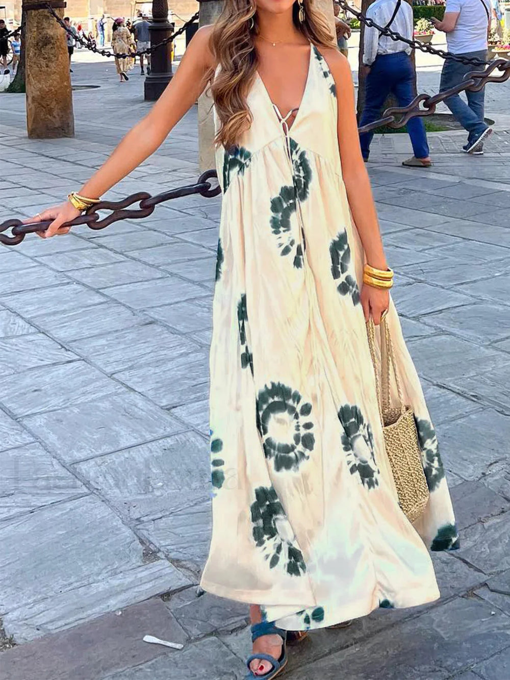 Ink Ripple Leisure Long Dress Dresses