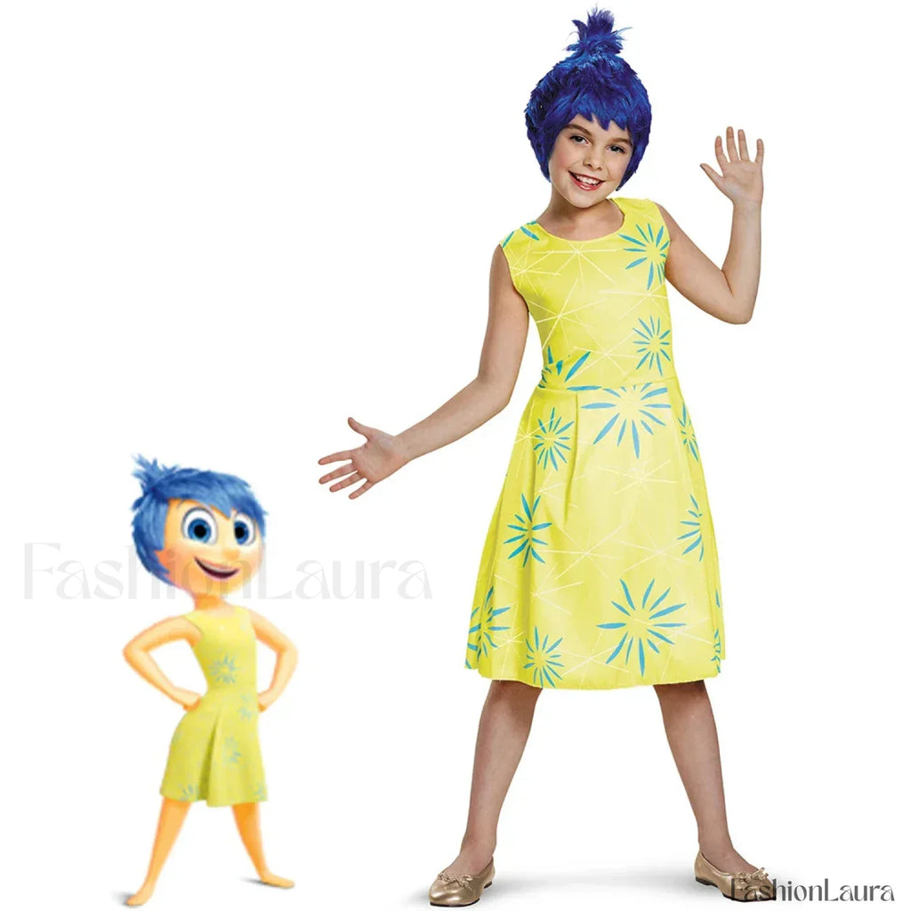 Inside Out Cosplay Kid Cartoon Halloween 2 Sadness Anger Party Disgust Joy Costume Kid size 110 / Style A