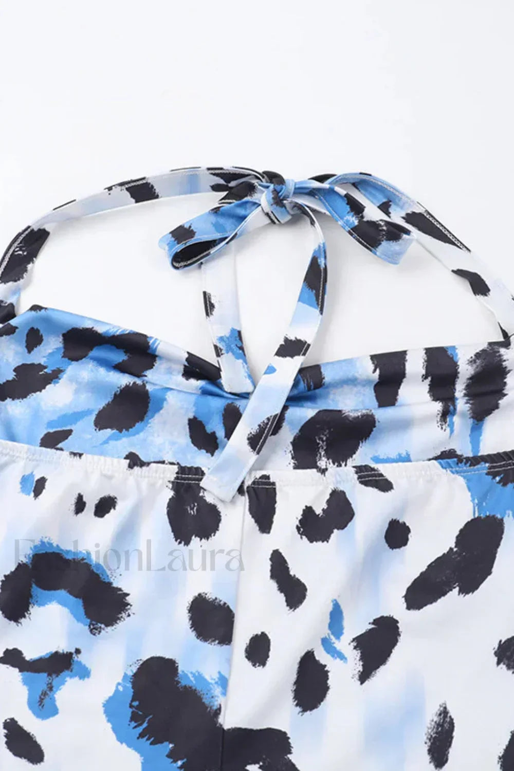 Irregular Leopard Print Spice Girl Neck Floral Dress