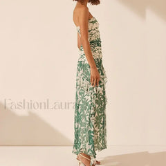 Irregular Print Chiffon Midi Dress