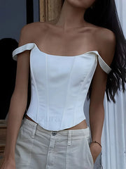 Ivory Glow Tied Crop Corset Top Corset