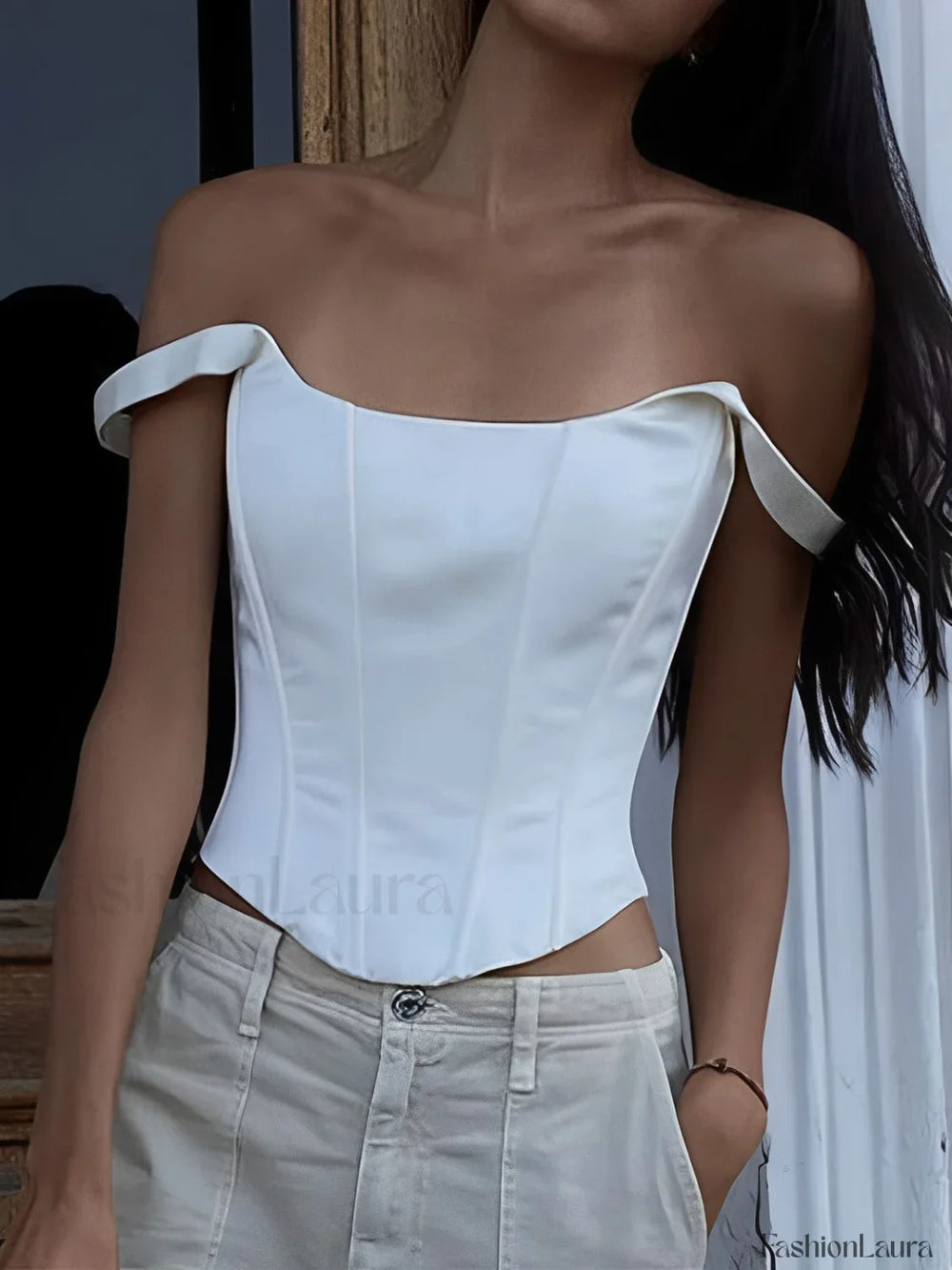 Ivory Glow Tied Crop Corset Top Corset