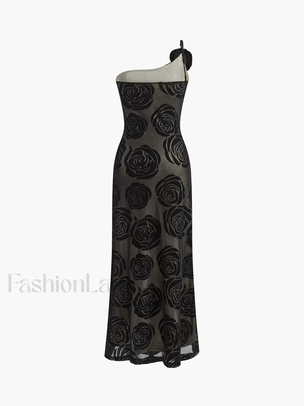 Jacquard Floral Asymmetrical Long Dress Dresses
