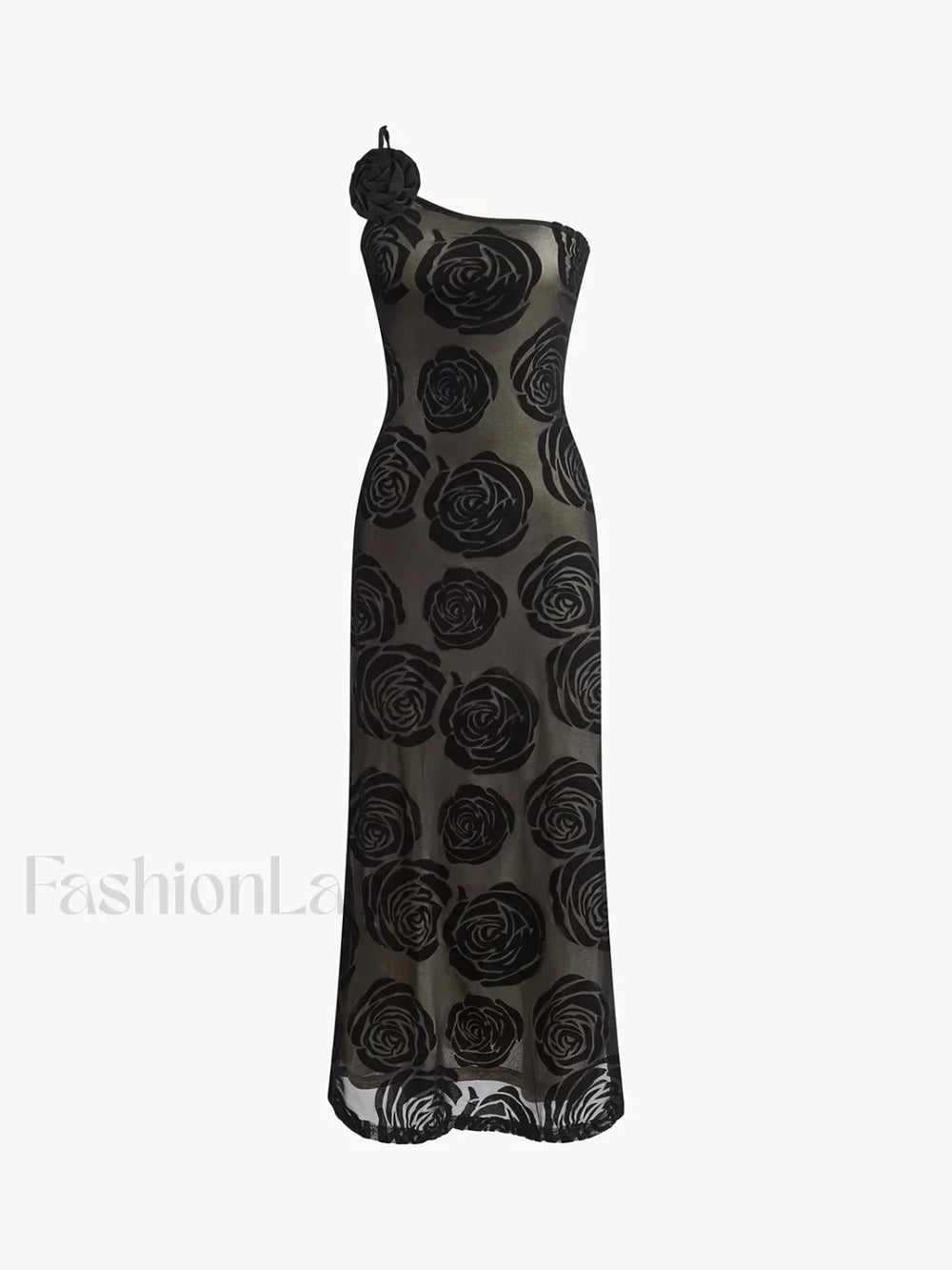 Jacquard Floral Asymmetrical Long Dress Dresses