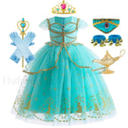 Jasmine Kid Magic Lamp Baby Girl Princess Aladdin Gown Prom Birthday Carnival Costume 2T (Tag 100) / Jasmine Dress B