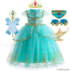 Jasmine Kid Magic Lamp Baby Girl Princess Aladdin Gown Prom Birthday Carnival Costume 2T (Tag 100) / Jasmine Dress B
