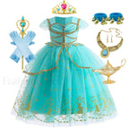 Jasmine Kid Magic Lamp Baby Girl Princess Aladdin Gown Prom Birthday Carnival Costume 2T (Tag 100) / Jasmine Dress C