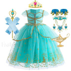 Jasmine Kid Magic Lamp Baby Girl Princess Aladdin Gown Prom Birthday Carnival Costume 2T (Tag 100) / Jasmine Dress E