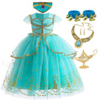 Jasmine Kid Magic Lamp Baby Girl Princess Aladdin Gown Prom Birthday Carnival Costume 2T (Tag 100) / Jasmine Dress F