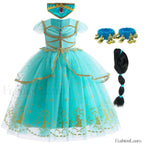 Jasmine Kid Magic Lamp Baby Girl Princess Aladdin Gown Prom Birthday Carnival Costume 2T (Tag 100) / Jasmine Dress H
