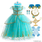 Jasmine Kid Magic Lamp Baby Girl Princess Aladdin Gown Prom Birthday Carnival Costume 2T (Tag 100) / Jasmine Dress J