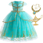 Jasmine Kid Magic Lamp Baby Girl Princess Aladdin Gown Prom Birthday Carnival Costume 2T (Tag 100) / Jasmine Dress K