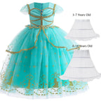 Jasmine Kid Magic Lamp Baby Girl Princess Aladdin Gown Prom Birthday Carnival Costume 2T (Tag 100) / Jasmine Dress L
