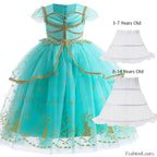 Jasmine Kid Magic Lamp Baby Girl Princess Aladdin Gown Prom Birthday Carnival Costume 2T (Tag 100) / Jasmine Dress L